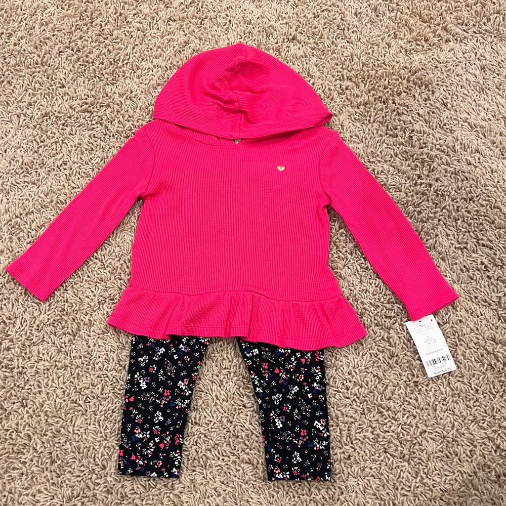Carter’s 18 Month pants and long sleeve and waffle hooded top set